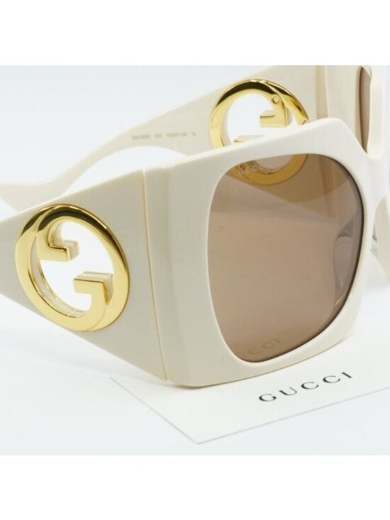 Gucci GG1255S 002 Butterfly Sunglasses - Ivory/Light Brown main image 6
